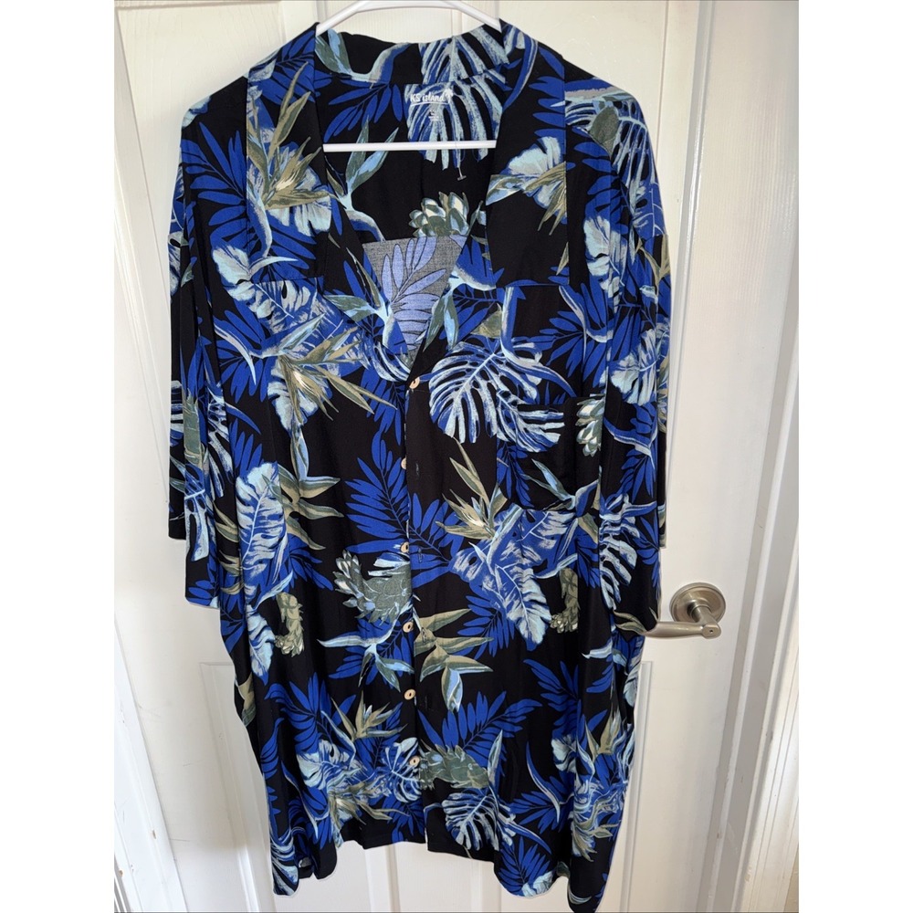 NEW~KS Island Hawaiian Shirt Mens Size 4XL Tall Short Sleeves Pocket Tropical